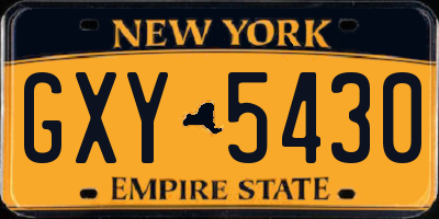 NY license plate GXY5430