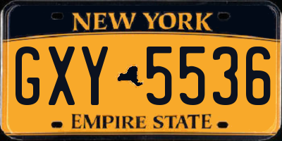 NY license plate GXY5536