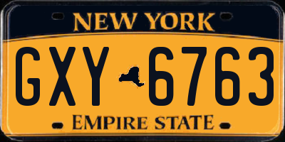 NY license plate GXY6763