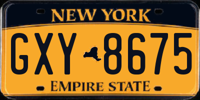 NY license plate GXY8675
