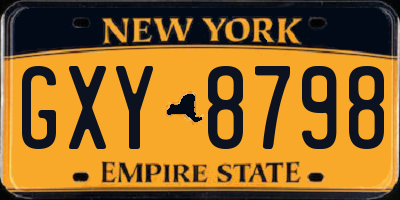 NY license plate GXY8798