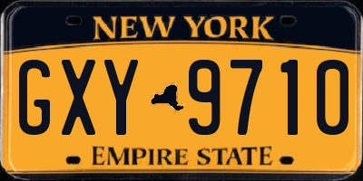 NY license plate GXY9710