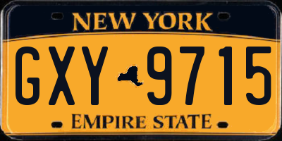 NY license plate GXY9715
