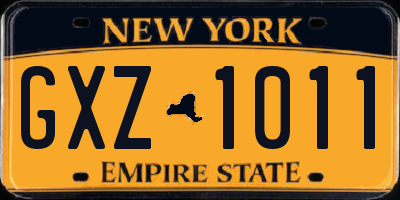 NY license plate GXZ1011