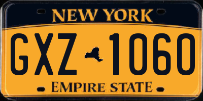 NY license plate GXZ1060