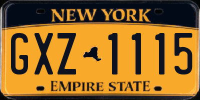 NY license plate GXZ1115