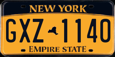 NY license plate GXZ1140