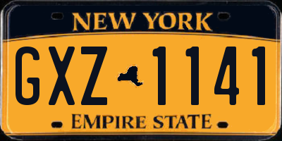 NY license plate GXZ1141