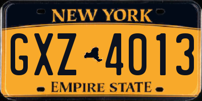 NY license plate GXZ4013