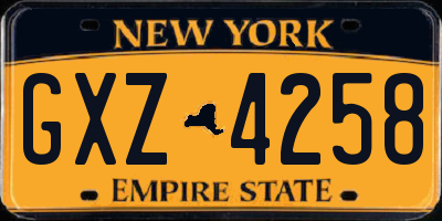 NY license plate GXZ4258