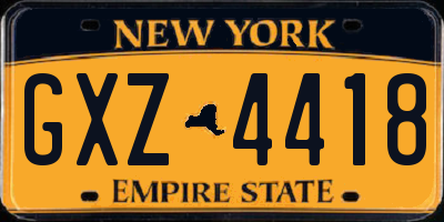 NY license plate GXZ4418