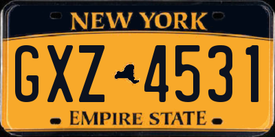 NY license plate GXZ4531