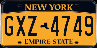 NY license plate GXZ4749