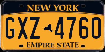 NY license plate GXZ4760