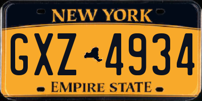 NY license plate GXZ4934