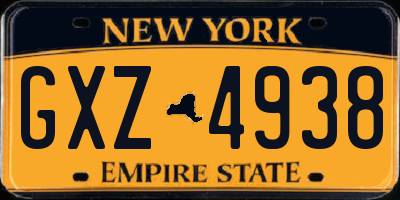 NY license plate GXZ4938
