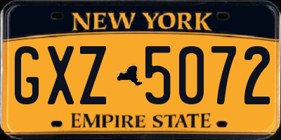 NY license plate GXZ5072