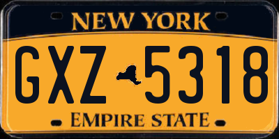 NY license plate GXZ5318