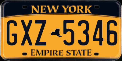 NY license plate GXZ5346