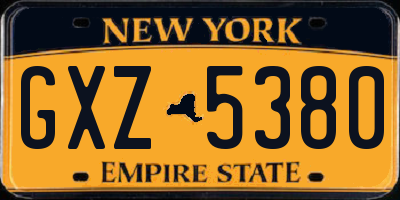 NY license plate GXZ5380
