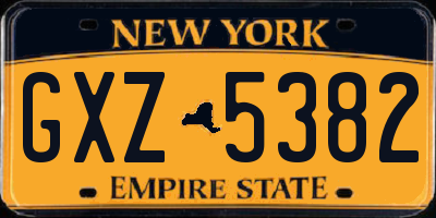 NY license plate GXZ5382
