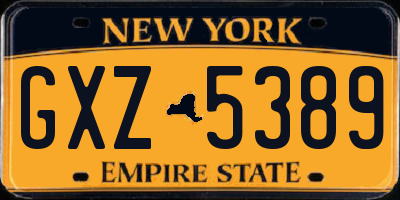 NY license plate GXZ5389
