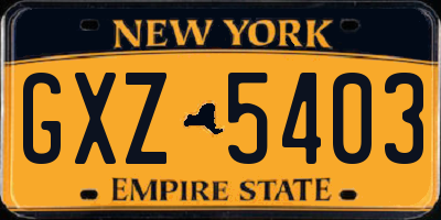 NY license plate GXZ5403
