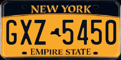 NY license plate GXZ5450