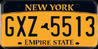 NY license plate GXZ5513