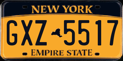 NY license plate GXZ5517