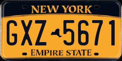 NY license plate GXZ5671