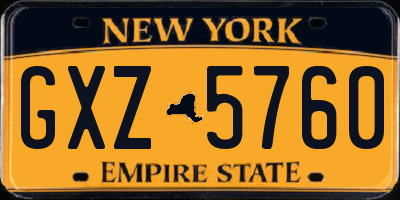 NY license plate GXZ5760