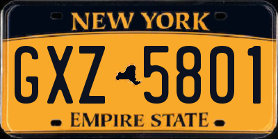 NY license plate GXZ5801