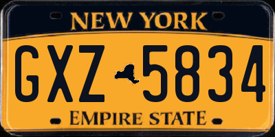 NY license plate GXZ5834
