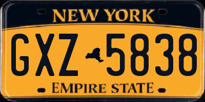 NY license plate GXZ5838