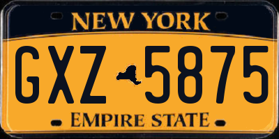 NY license plate GXZ5875