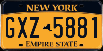 NY license plate GXZ5881
