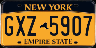 NY license plate GXZ5907