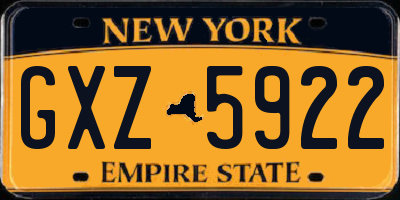 NY license plate GXZ5922