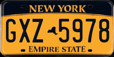 NY license plate GXZ5978