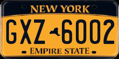 NY license plate GXZ6002