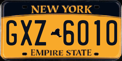 NY license plate GXZ6010