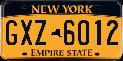 NY license plate GXZ6012