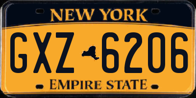 NY license plate GXZ6206