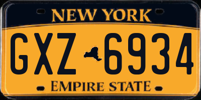 NY license plate GXZ6934
