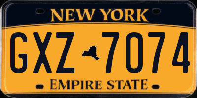 NY license plate GXZ7074