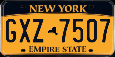 NY license plate GXZ7507