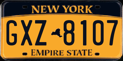 NY license plate GXZ8107