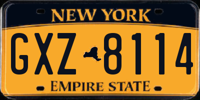 NY license plate GXZ8114
