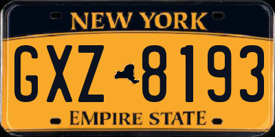 NY license plate GXZ8193